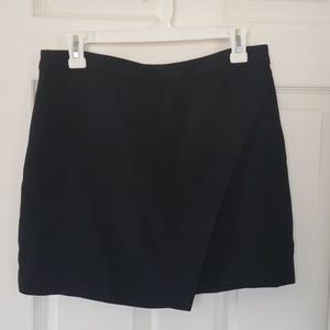 Black faux wrap asymmetrical skirt